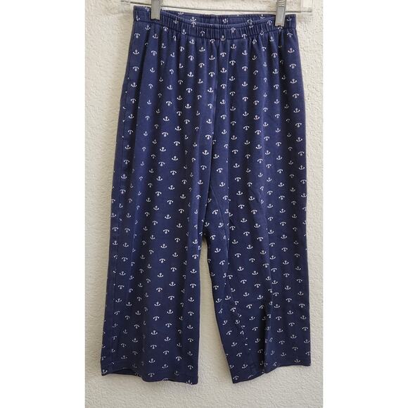 Cathy Daniels Blue Anchor Print Cropped Leggings Small Lightweight Pull On Soft - Picture 1 of 6